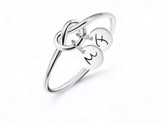 ANEL FIO COM NÓ PERSONALIZÁVEL COM UMA OU DUAS LETRAS PRATA 925