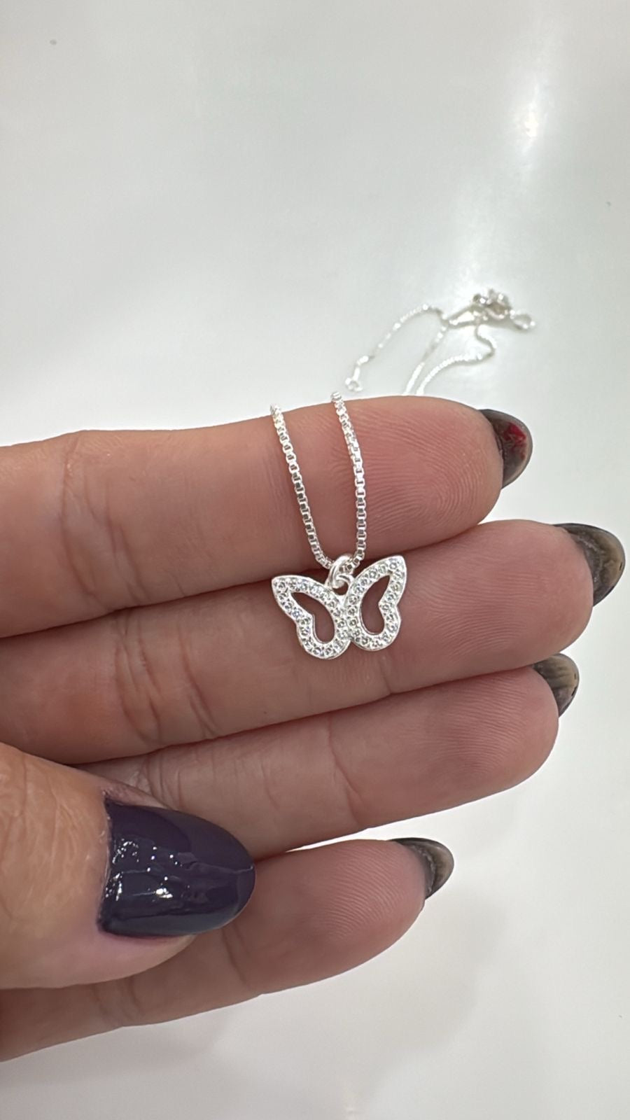 GARGANTILHA BORBOLETA PRATA